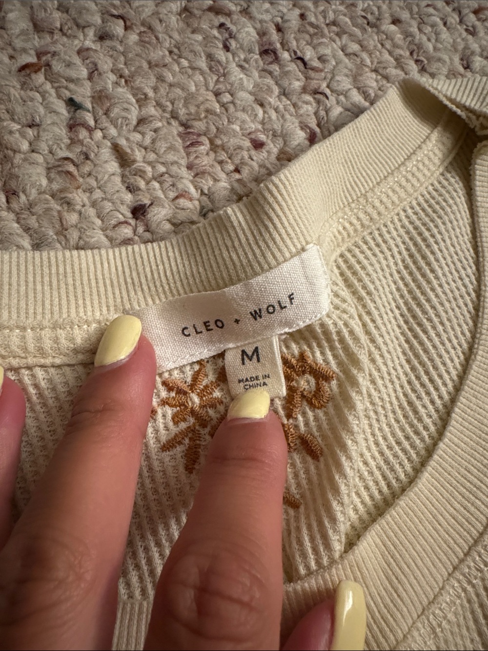BOOT BARN Cream Long Sleeve Floral Print Ribbed Top - Picture 3 of 4